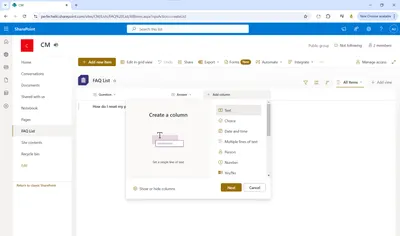 How to Create an FAQ Page in SharePoint with a List Option
