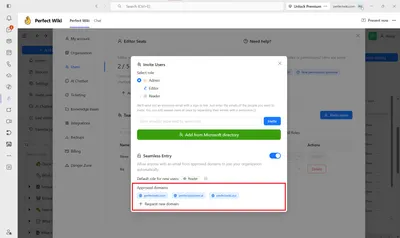 Where can I find the list of all domains registered in Perfect Wiki?