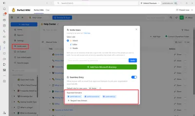 Where can I find the list of all domains registered in Perfect Wiki?