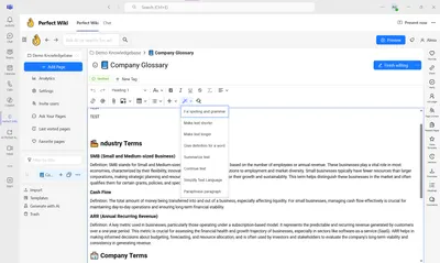 What AI features are offered at Perfect Wiki?